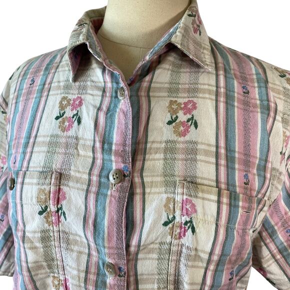 vintage 90s cottage grandmacore pink blouse - Picture 1 of 9
